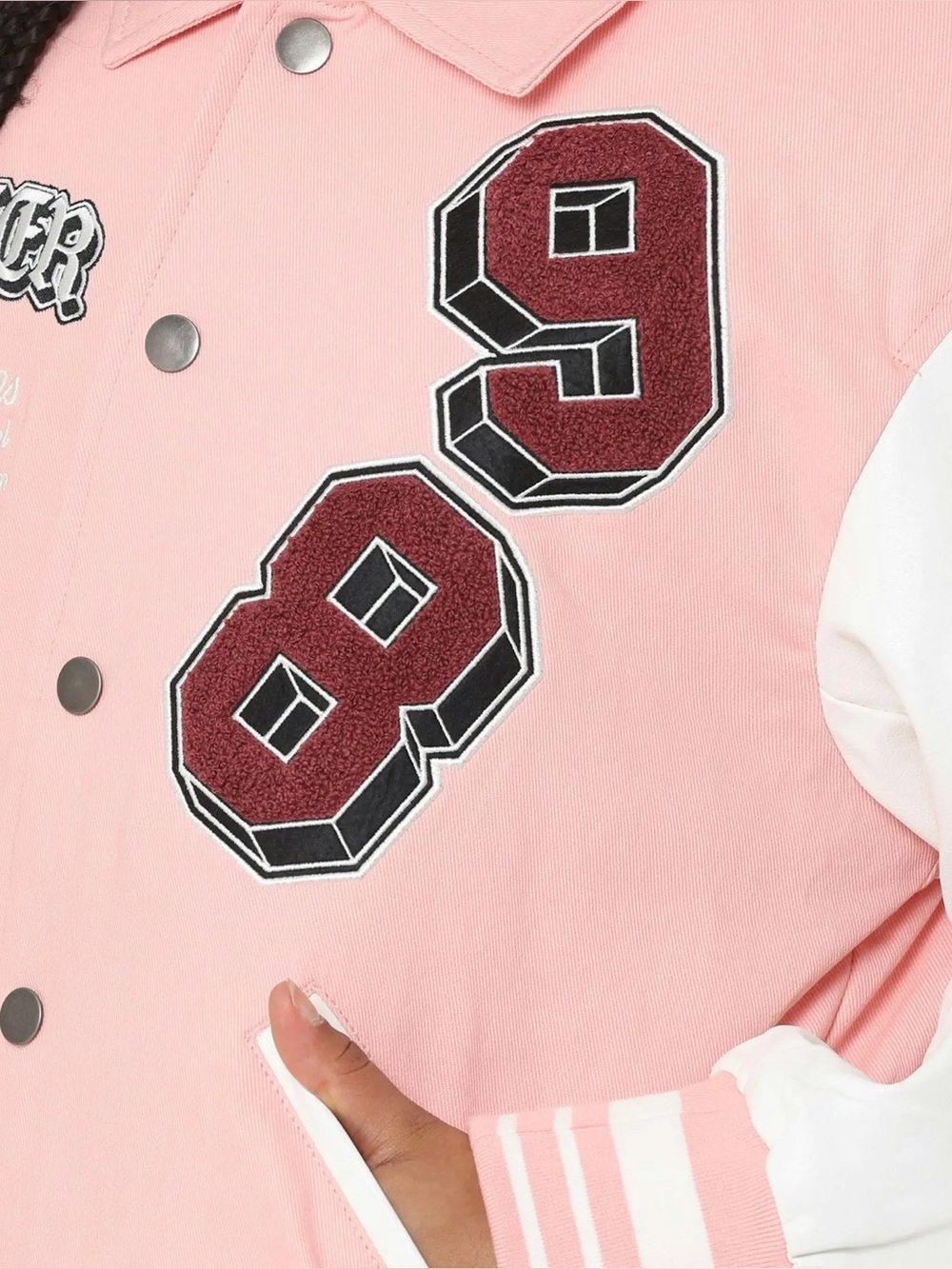 Loiter Varsity Letterman Pink Jacket - Picture 3 of 10